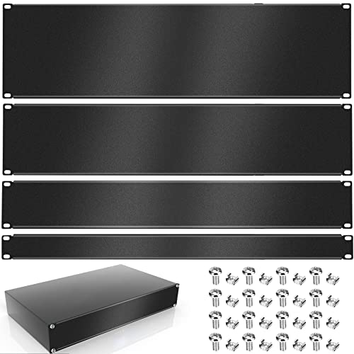 4 Pack 1U/2U/3U/4U Blank Panel 1U Blanking Panel Metal Disassembled Blank Panel Rack Mount Filler Panel For Server Rack Enclosure Or Network Cabinet, Black, 4 Size #TOP11