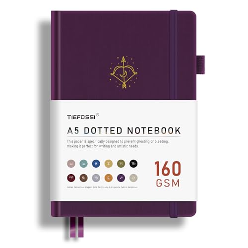 TIEFOSSI Bullet Dotted Journal, 160GSM Bleed Proof Thick Paper, Constellations Dot Notebook, Sagittarius Journal for Women, 256 Numbered Dot Grid Pages