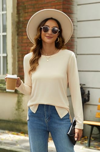Hount Women's Long Sleeve Tunic Tops 2024 Crew Neck Casual Tops Side Split Shirts4