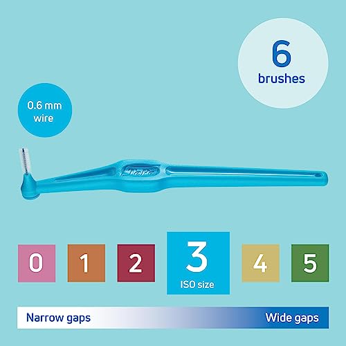 TePe Interdental Brush Angle, Blue, 0.6mm/ISO 3, 6pcs, Plaque Remover, Easy and efficient Cleaning Between Teeth, Tooth Floss for Small Gaps, Carton Pack - Image 2