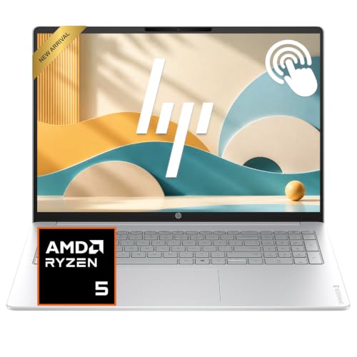 Image of HP 16 inch OmniBook Laptop Computer, 2K IPS Touchscreen Display, Ryzen 5 40 Processor, 8GB DDR5 RAM, 256GB SSD, Wi-Fi 6, Windows 11 with Office 365 for the Web
