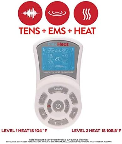 FlexHeat Tens EMS Unit with Infrared Heat and Foot Massage - FDA Cleared - Tens Unit Muscle Stimulator Machine, Pain Relief Therapy for Back Pain, Nerve, Muscle and Bone Inflammation, Arthritis, Labor