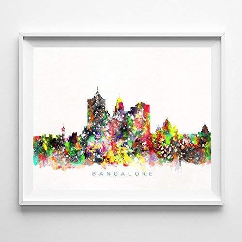 Buy Bangalore India Watercolor Skyline Cityscape Wall Art Print Home Decor Watercolour Artwork