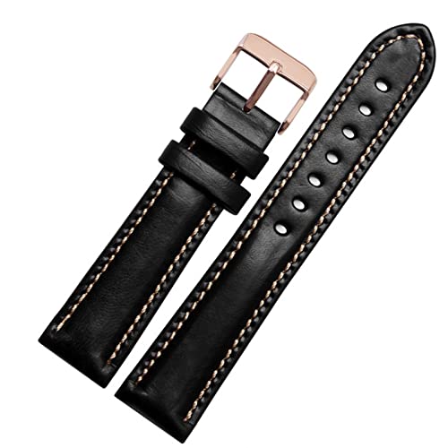 Bracelet de montre en cuir véritable de qualité supérieure 20mm surpiqué main