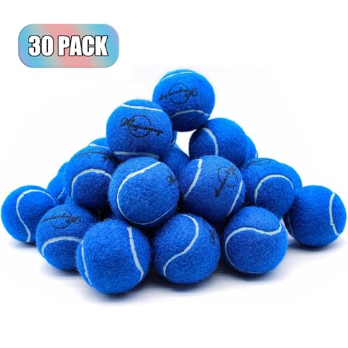 Image of Tennis Balls, Magicorange 30 Pack Advanced Training Tennis Balls Practice Balls, Pet Dog Playing Balls, Come with Bag for Easy Transport, Good for Beginner Training Ball (Dark Blue)