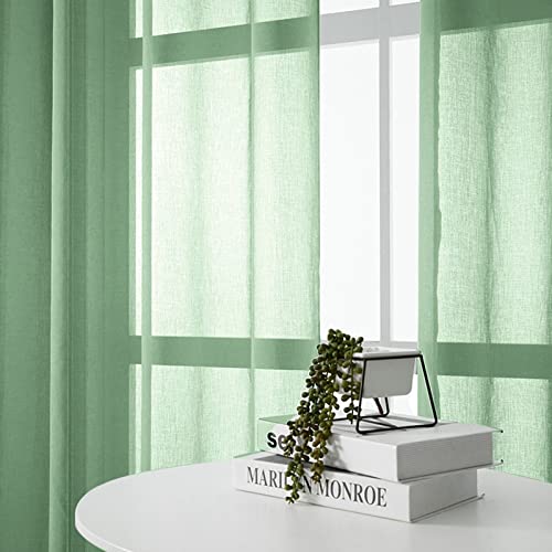 Cortinas translúcidas verdes KnSam con ojales de 244x132 cm para un dormitorio infantil 3