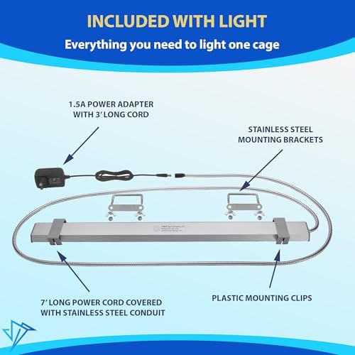 M&M Cage Company - Bird Cage Light for Soft Bill & Hook Bill Birds- Full Spectrum LED Pet Lamp (24" Hookbill Light) - 2