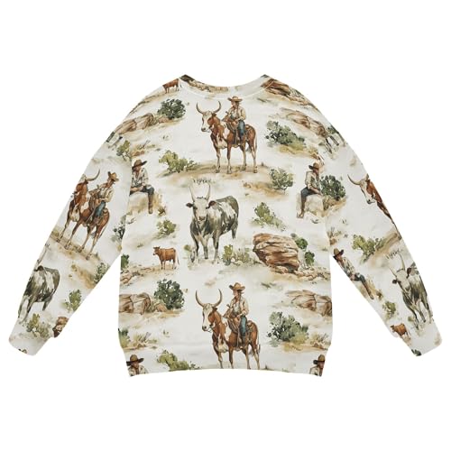 JUNZAN Western Cowgirl Wilderness Little Kids Hooded Sweatshirt Long Sleeve Hoodies for Girls Party 4T2