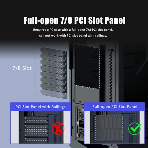 GLOTRENDS 2 ranuras Soporte para GPU con Cable Riser PCIe 4.0 180mm para Montaje Vertical GPU , Compatible las series RTX 40/30 y Radeon RX7000/RX6000, PC Cases with Open PCI 7/8-slot Design - imagen 4