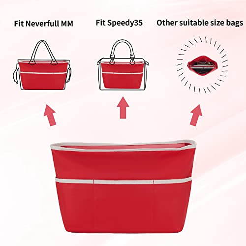 Canvas Purse Organizer Insert, Bag Organizer Suitable For Neverfull Mm Organizer For Tote Bag [Multiple Pockets] (Large, Red) #TOP4