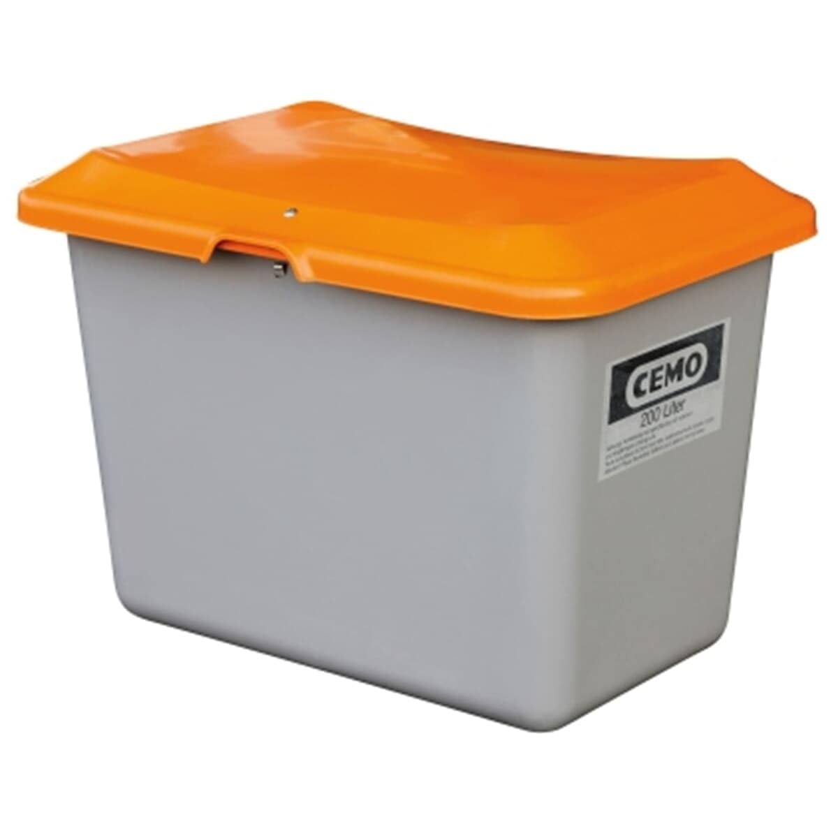 CEMO 10565 GFK-Streugutbehälter ohne Entnahmeöffnung, grau/orange, 200 L