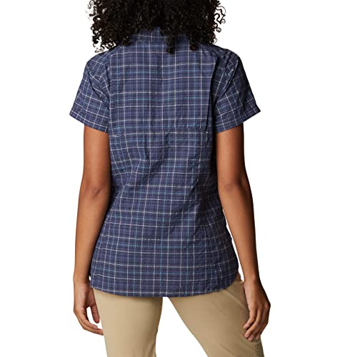 Columbia Women's Silver Ridge Novelty Short Sleeve Shirt, Nocturnal Elevation Grid, Small #TOP1