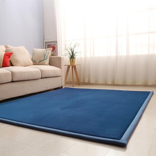Tapis de salon bleu foncé 80x300 cm lavable et grand format