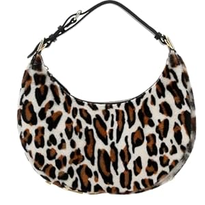 FENDI Fendigraphy Women’s Leopard Print Leather and Fur Handbag Hobo