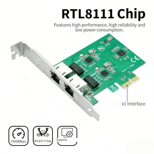 Tarjeta de red PCIe a doble puerto Gigabit Ethernet con chip RTL8111 para expansión de red en escritorio y servidores miniatura 3
