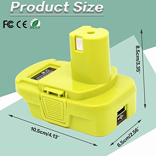 Image of DM18RL Battery Adapter for Dewalt to Ryobi Battery Adapter, Convert Dewalt 20V Llithium Battery to Ryobi 18V P107 P108 Battery with 5V 2.1A MAX USB Charge