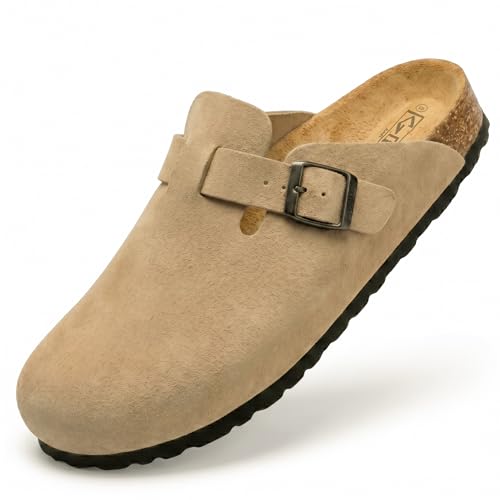 GONKOS®, Sabots Homme Femme en Cuir Véritable, Liège Naturel, Mulets & Sabots Homme Femme, Sabot Cuir de Qualité Fabriquées en Espagne, Couleur Taupe...