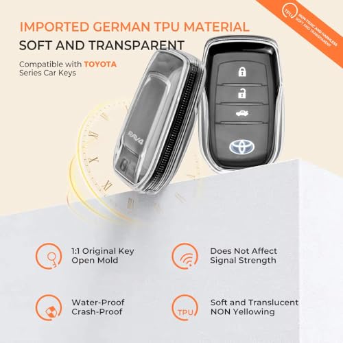 Image of Clear TPU Key Cover and Keychain Compatible for Toyota Fortuner | Hilux | Innova Crysta | Fortuner Legender | Innova HyCross | Land Cruiser Smart Key (Clear with SP01 Silver)