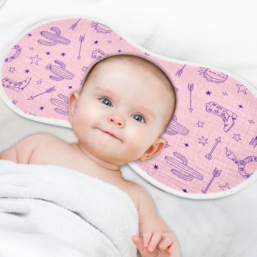 2 Pack Muslin Burp Cloths Cowboy Boot Cotton Baby Burp Cloths Ultra Soft Burping Cloth Absorbent Spit Up Rags for Newborn Boys Girls, Large 22" x 11"4
