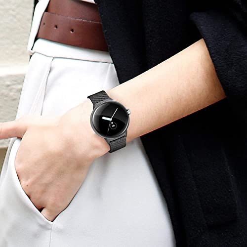 WIVASS No Gaps Women Men Milanese Loop Stainless Steel Smart Watch Wristband Magnetic Watch Bands Compatible with Google Pixel Watch Band (Black) - Image 3