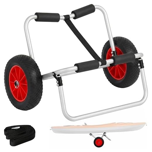 HOMCOM Kanuwagen Kajakwagen Surfwagen klappbar mit Gurt PU-Räder gepolstert Alu Silber bis 90 kg L70 x B40 x H42 cm