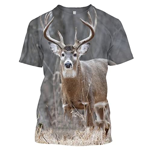 T-shirt homme manches courtes cerf élan XXL aux finitions soignées d'été