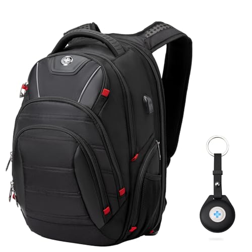Image of Swissdigital Design Travel Backpack for men with Apple Find My, TSA Friendly USB Charging RFID Protection Business Backpack Fits 15.6 inch Laptops Black | J149508F-BR