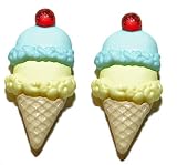 Blue Berry & Lemon Yellow Double Dip Ice Cream Cone Stud Earrings (S139)