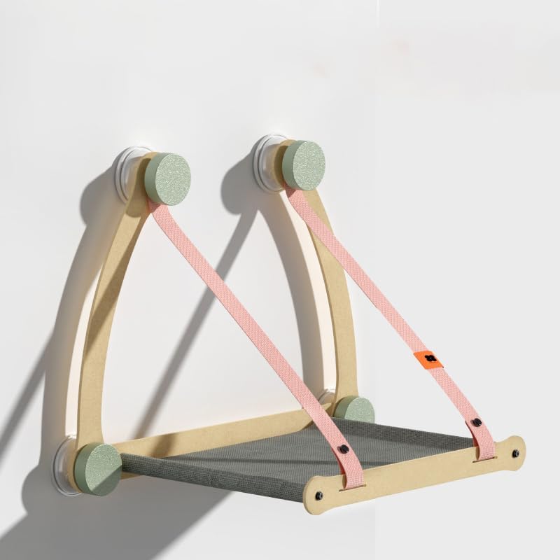 Cat Window Perch, 33.1lb Load Window Hammock for Cats Foldable Window Bed with Strong Suction Cups for Indoor Cat Bed (Cherry Pink Webbing)