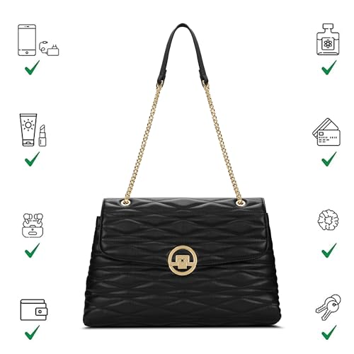 Image of Lavie Luxe Women's Monogram Wella 3-Compartment Satchel Handbag | Satchel Bag for Work | Ladies purse | Stylish Shoulder Bag | Gift For Women