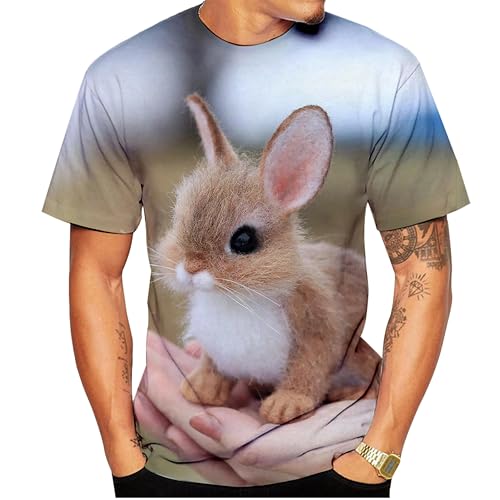 T-Shirt Lapin 3D avec col rond vêtements décontractés
