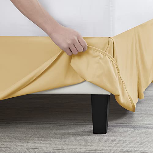 Image of Nestl Gold Full Bed Skirt - Full Size Bed Skirt 14 Inch Drop - Brushed Microfiber Bed Skirts - Hotel Quality Pleated Bed Skirt - Shrinkage & Fade Resistant