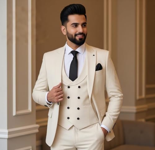 Men's 3 Piece Suits Double Breasted Suits for Men Mens Tuxedo Suit Set Regular Fit Mens Suit for Wedding Prom Homecoming4