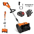 Electric Cordless Snow Shovel, 11 Inch Battery Powered Collapsible Snow Blowers with Adjustable Directional Plate & Handle, 26ft Throwing Distance for Patio, Deck, Driveway
