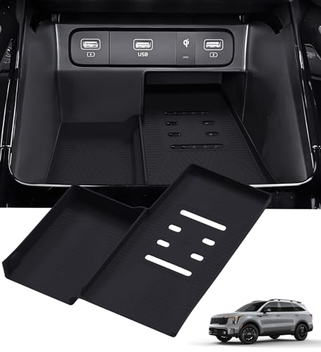 Katorn Wireless Charging Protective Mat for KIA Sorento 2026 2025 2024 2023 2022 2021, Center Console Interior Accessories Silicone Anti-Slip Wireless Charger Cover Pad for 2021-2026 Sorento, Black