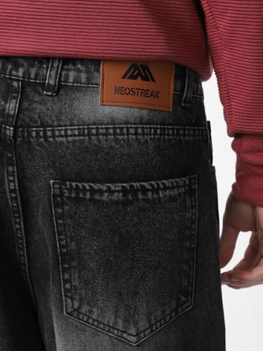 Image of Neostreak Men's Loose Baggy Fit Washed Cargo Jeans with 6 Pockets Non-Stretchable