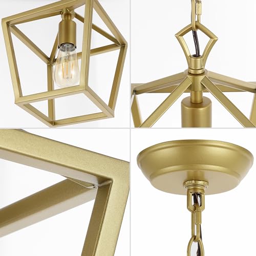 Image of JONATHAN Y Pagoda 1-Light Pendant 8 inch Cage, Gold Painting
