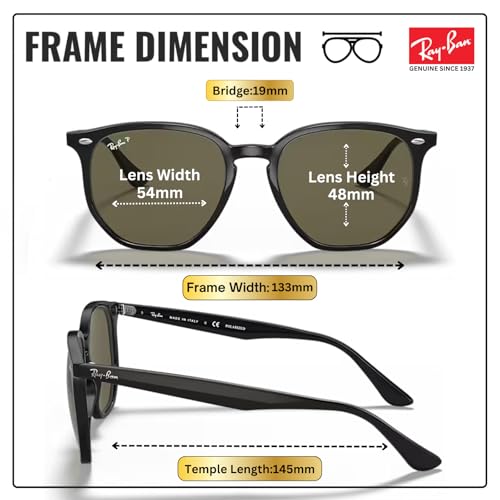 Image of Ray-Ban RB4306 Square-Round Shaped Sunglasses for Men & Women with Official RAYBAN Eyewear Kit