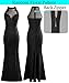 VFSHOW Womens Formal Sexy Halter High Slit Prom Wedding Guest Maxi Dress 2023 Illusion Deep V Sweetheart Neck Floral Applique Glitter Sparkly Evening Long Gown (Black, X-Large) 10866 BLK XL