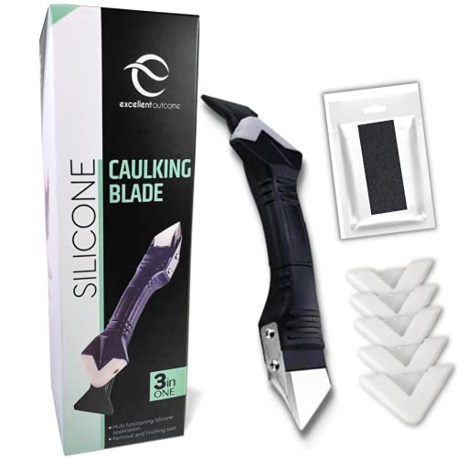 Generic Silicone Remover Tool, Extra Grip Support, Caulk Remover, Silicone Scraper Tool, 3 in 1 Caulking Tool Kit, Silicone Caulking Tools, Window Scraper, Grout Remover, Sealant Application tool