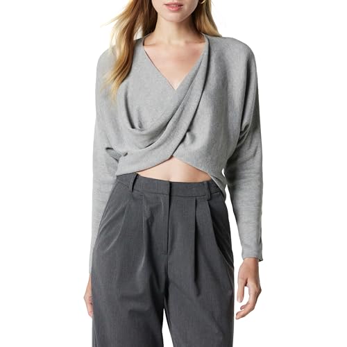 The Drop Women's Roja Twist Front Cropped Sweater Top