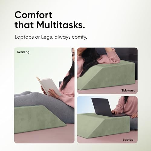 Image of Frido Leg Elevation Wedge Pillow for Edema, Varicose Veins, Fracture | High Resilience Foam Cushion for Leg, Knee & Thigh Support | Back Pain & Swelling Relief | Lightweight (Sage Green)