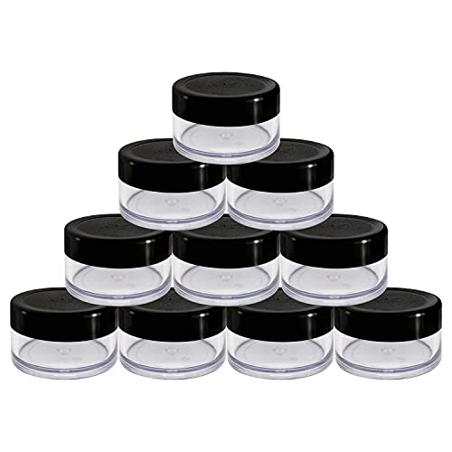 Image of Zenvista Empty Cosmetic Containers, Acrylic Jars, Small Containers For Cosmetics, Lip Balm Containers,Transparent Jar With Black Cap-8 gm (Pack of 10)