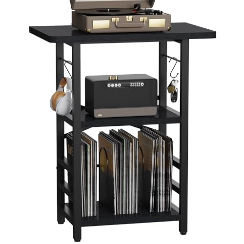 YAKANJ Record Player Stand with Vinyl Storage and Display