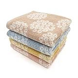 Kosugizen Onnela pieni(オンネラ ピエニ) フェイスタオル 甘撚りパイル イッピー イッピー 4色各1枚入 34×80㎝ 北欧調のジャガードモチーフ 中厚(標準)タイプ 4枚セット aONZG-309-4