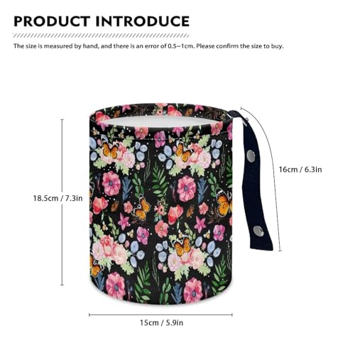 Image of Butterfly Floral Car Trash Can, Cute Portable Collapsible Waterproof Trash Bag for Cars