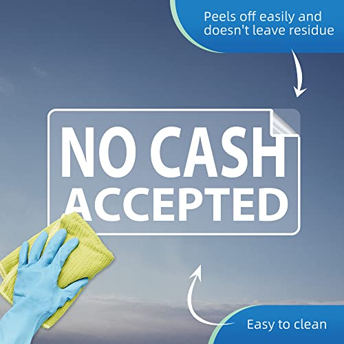 No Cash Accepted Sign Sticker 10X5 Inch Vinyl Window Desk Door Signs Business Removable Waterproof Decal 5 Pack #TOP3