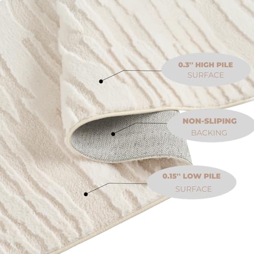 Tapete decorativo beige moderno 6 x 8 pies miniatura 5