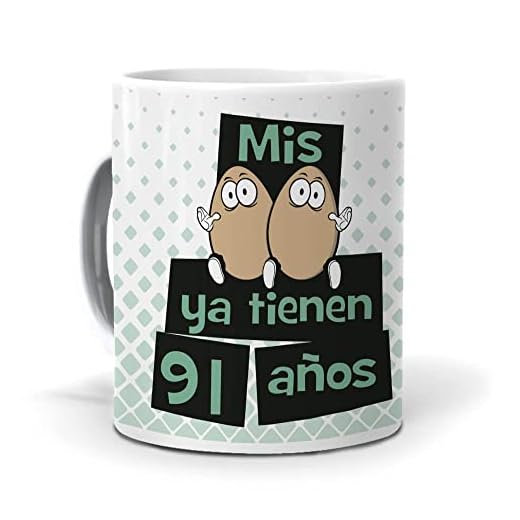 Taza Mis Huevos ya Tienen 91 años. Cerámica AAA - 350 ml.