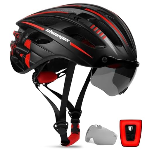 Casco Bicicleta Adulto, Shinmax Casco Bicicleta con Luz USB Casco MTB Hombre con Visera Magnética y Pegatina Luminosa, Casco Bicicleta Mujer Hombre para Montaña Ciclismo 57-62CM(RC-049)